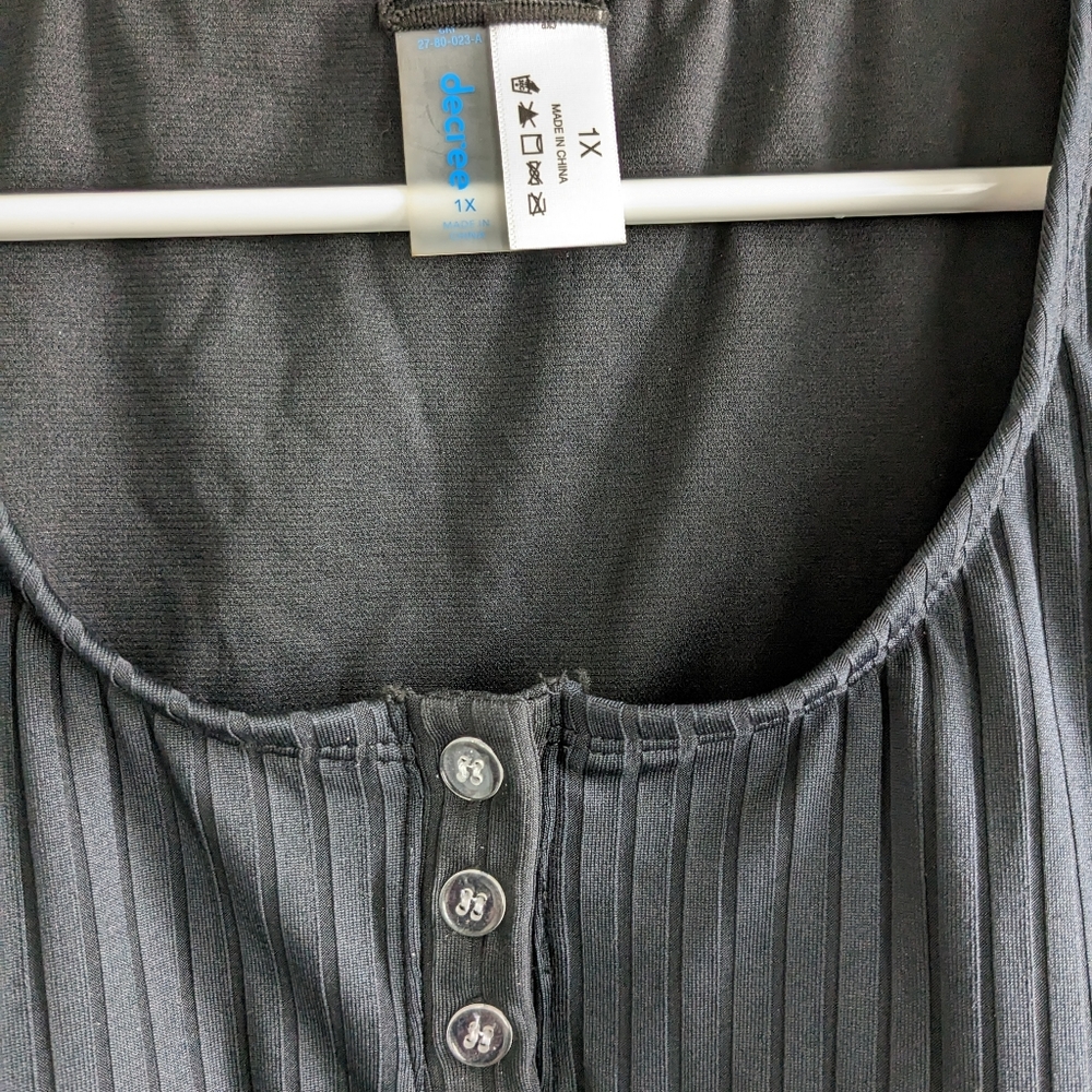 NWT Decree 2-Piece Ribbed Swimsuit - Short Sleeve Crop Top, High Waisted Bottom - Picture 6 of 7